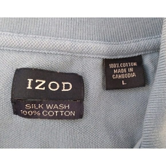 Izod Silk Wash men's 100% cotton blue polo shirt - Picture 7 of 11